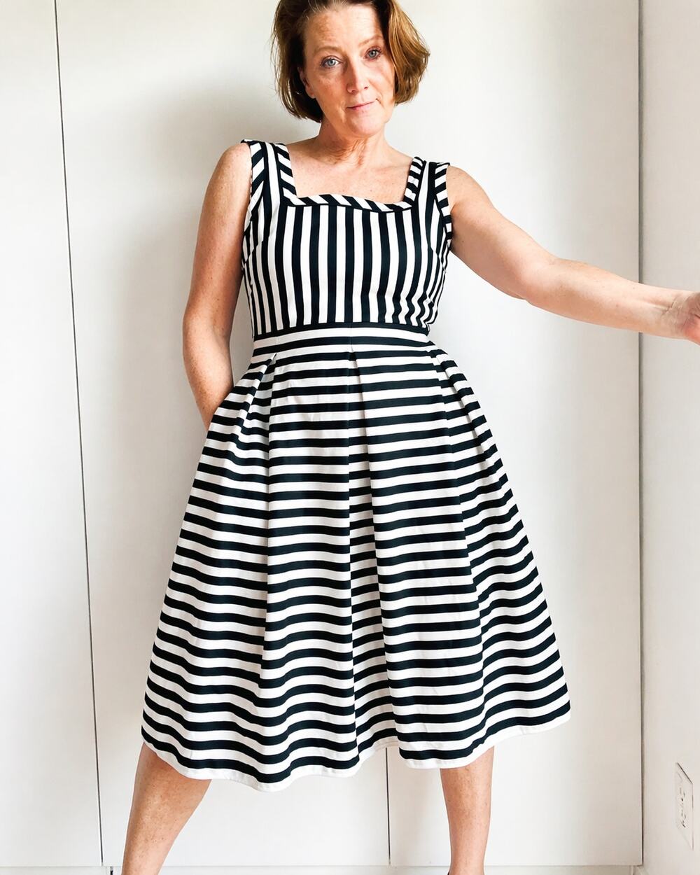 Anne Klein Womens Size 4 Dress Striped A Line Knee Length Party Career Wedding